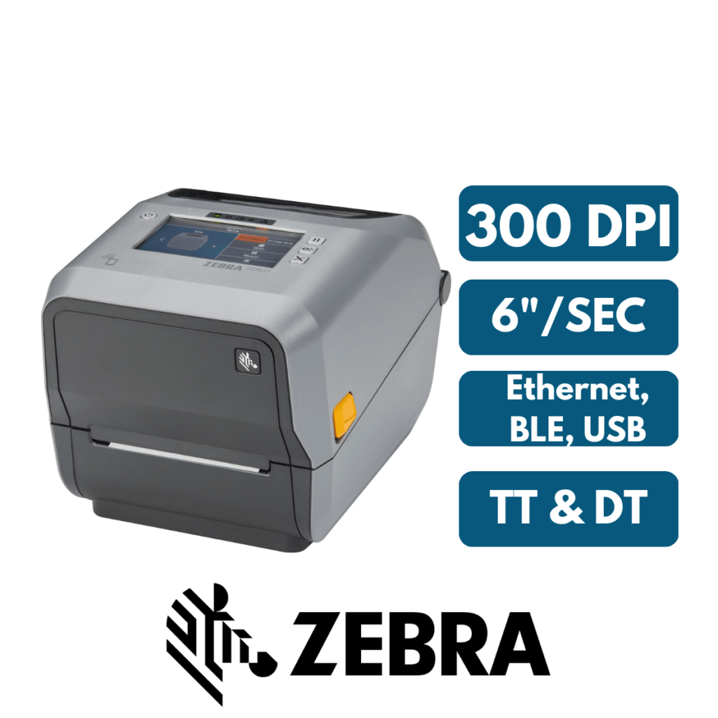 Zebra ZD621t, 300 DPI, Bluetooth (BLE), Ethernet, USB, 6"/sec speed