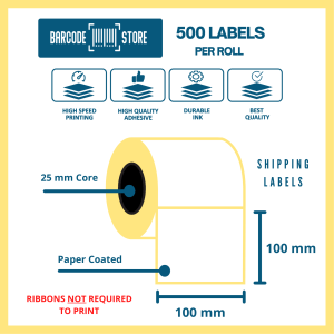 Barcode Paper Labels D-100mm x 100mm, 500 Labels / Roll