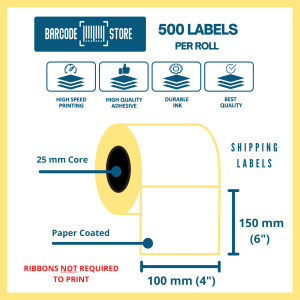 Barcode Paper Labels D-100mm x 150mm, 500 Labels / Roll