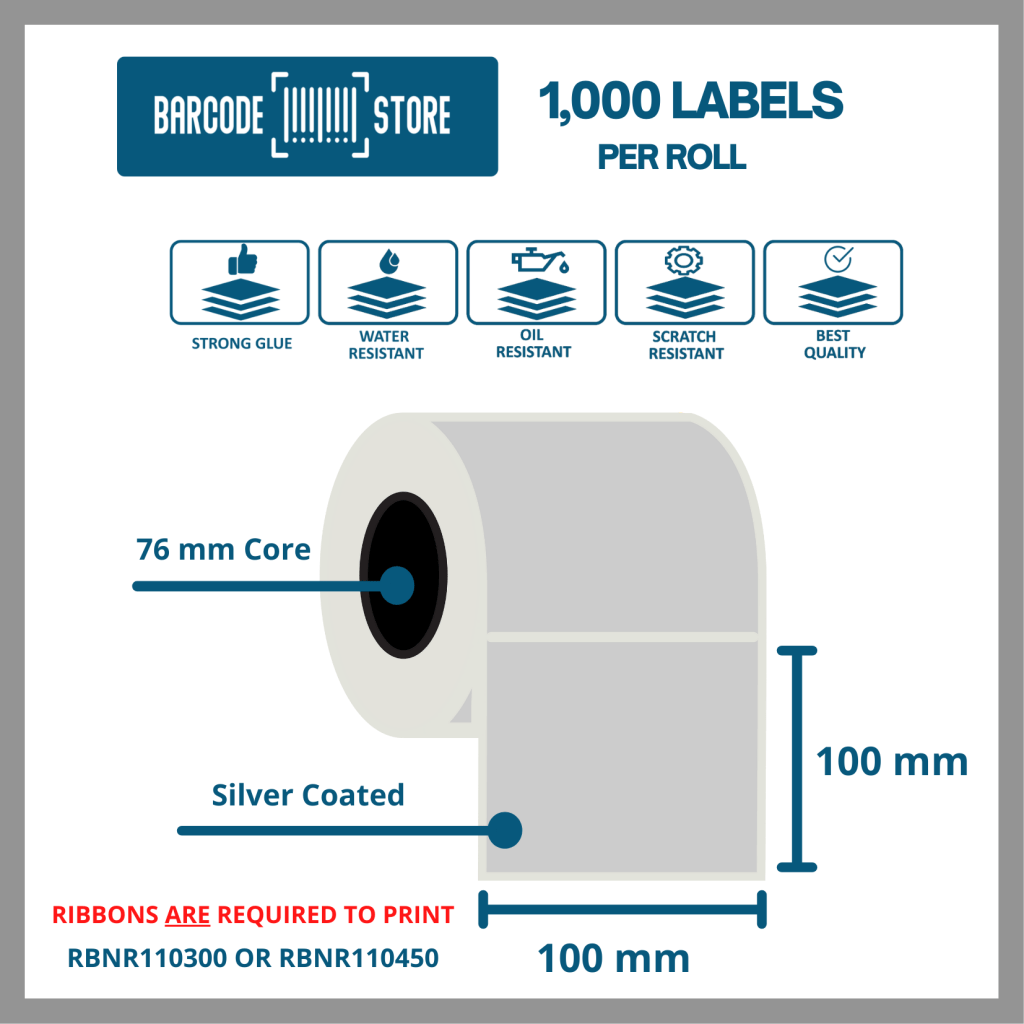 Barcode Heavy Duty Labels SL-100mm x 100mm, 1,000 Labels / Roll