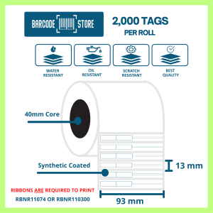 Jewelry Tags P-93mm x 13mm, 2,000 Tags / Roll